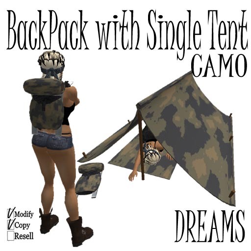 Furniture - BackPack with Single Tent - Camo