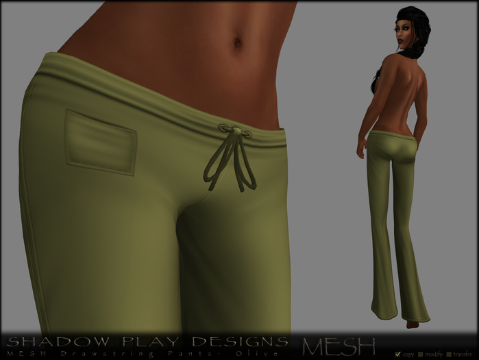 SP Designs - MESH Drawstring Pants - Olive 