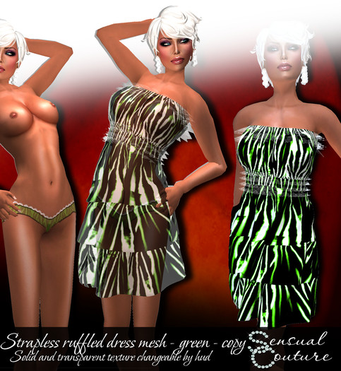 Mesh starpless ruffled dress *green*