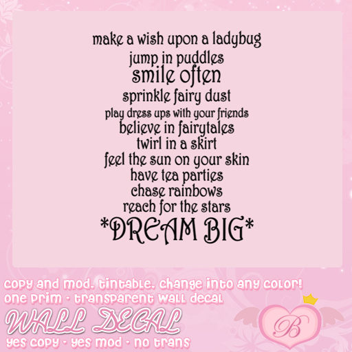 :*BABY*: Wall Decals - Dream Big