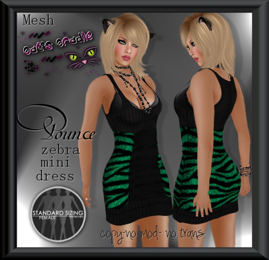CC's Pounce Zebra Mini Dress Green v2