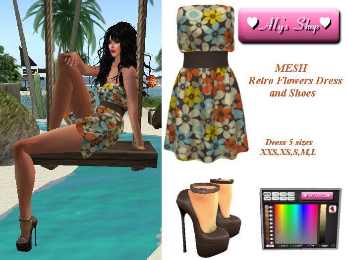 *Aly's Shop* Floral Retro Dress and Shoes