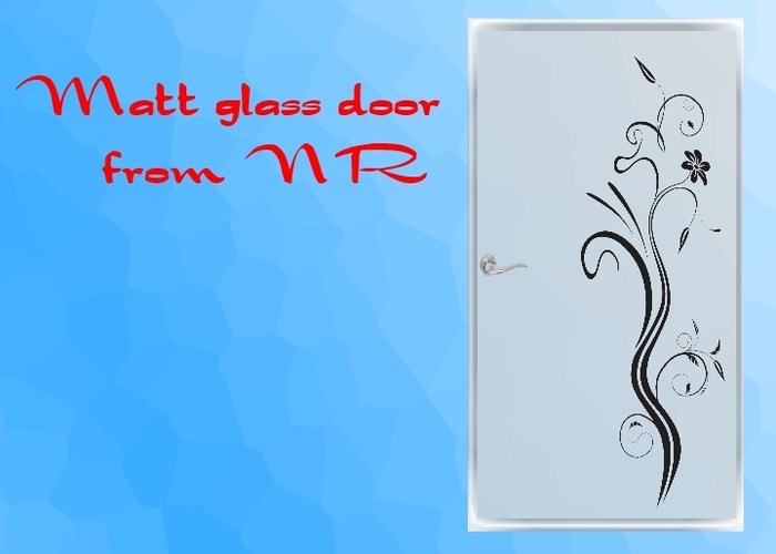 Matt glass door with black pattern