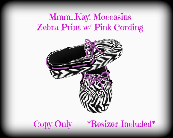 Mmm...Kay! Moccasin - Zebra/Pink