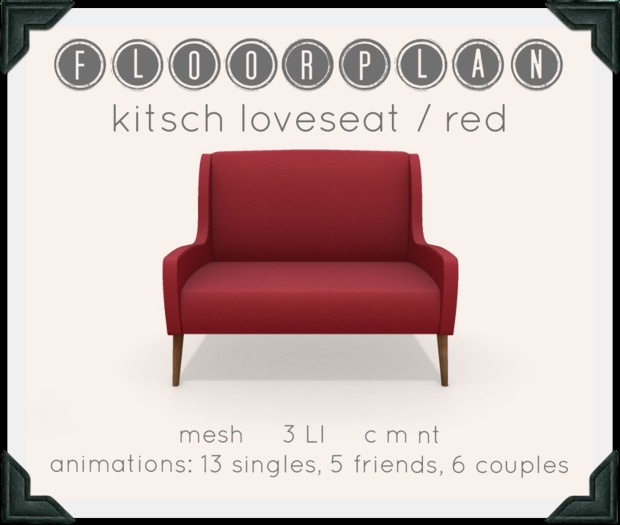 floorplan. kitsch loveseat / red [ boxed ]