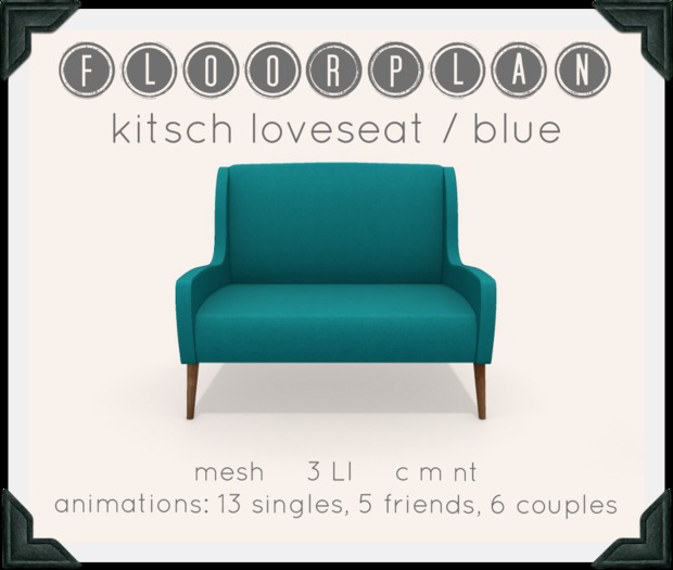 floorplan. kitsch loveseat / blue [ boxed ]