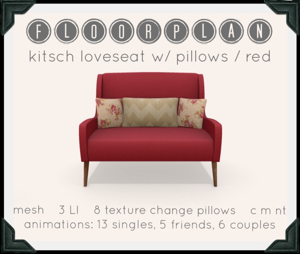 floorplan. kitsch loveseat / red [ boxed ]
