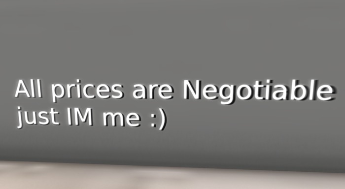 "All prices are Negotiable" Display