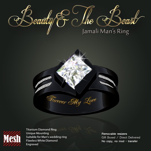 Exquisite Jamali Black Titanium Man's Ring