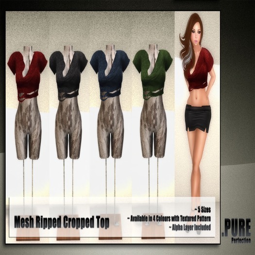 ~PURE~ Ripped Crop Top (Cyanotype)