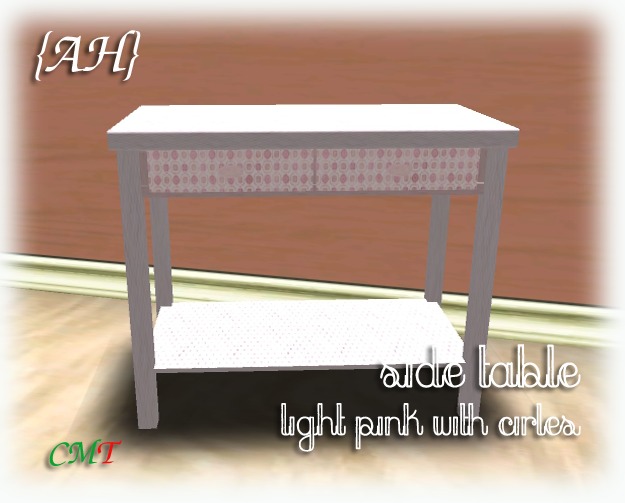 {AH} Side Table - pink circles