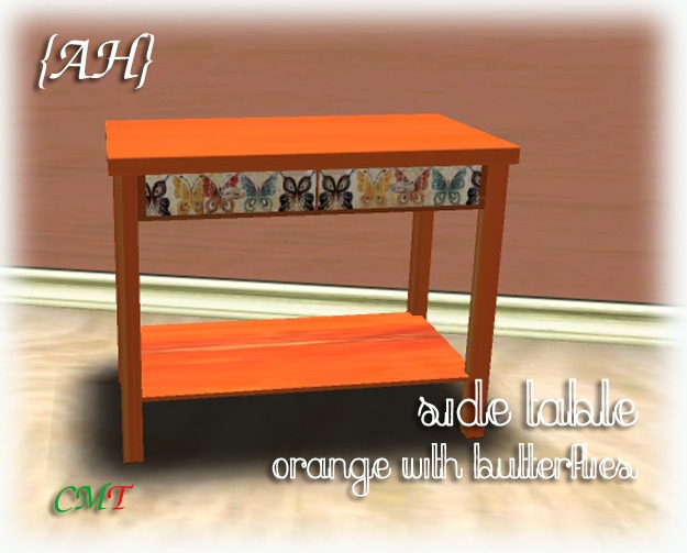 {AH} Side Table - Orange w/butterflies