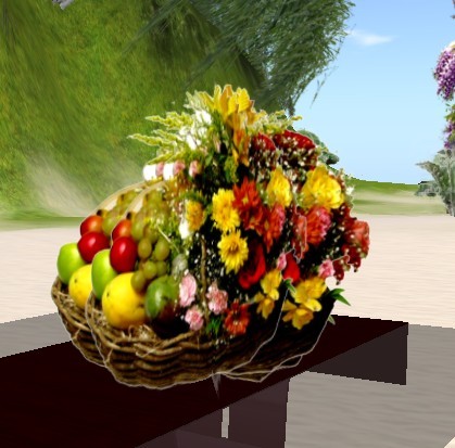 Fruits and flowers in a basket