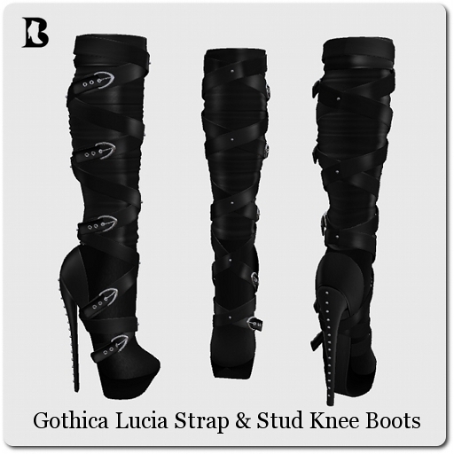 Blackburns Gothica Lucia Strap & Stud Knee Boots