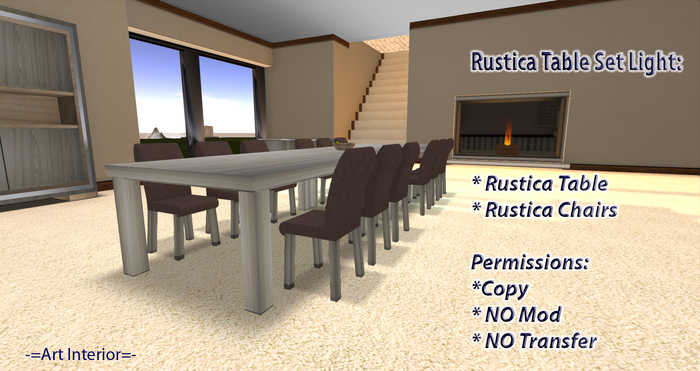 -=Art Interior=- Rustica Table Set Light Boxed