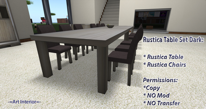 -=Art Interior=- Rustica Table Set Dark Boxed