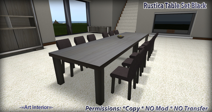 -=Art Interior=- Rustica Table Set Black Boxed