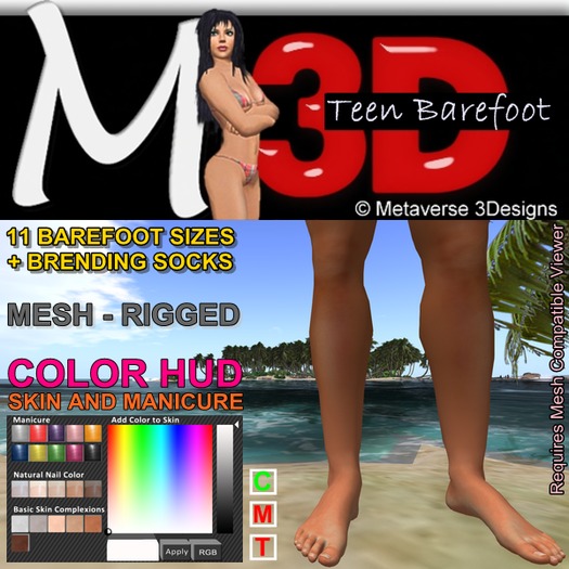M3D Teen Barefoot [Rigged/Mesh]