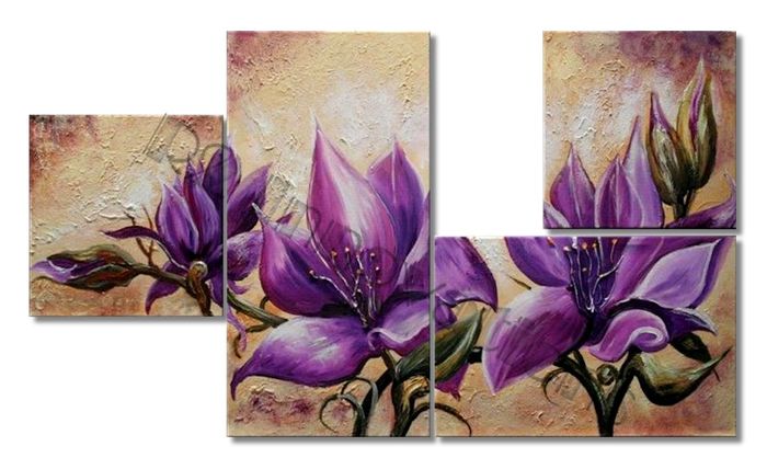 Creamed Violet Flowers Modern