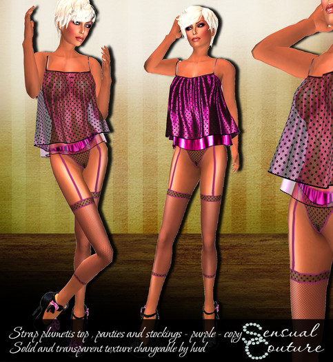 Mesh strap plumetis top *purple* 