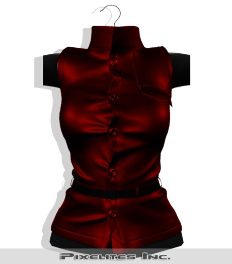 ::PL:: Silk Buttoned Vest w/ Belt - Red