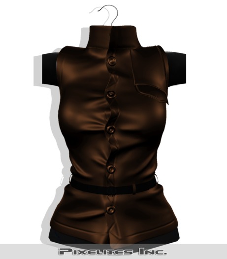 ::PL:: Silk Buttoned Vest w/ Belt - Chocolate