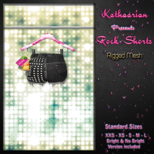 KATHAARIAN / Rigged Mesh / Rock Shorts - Black