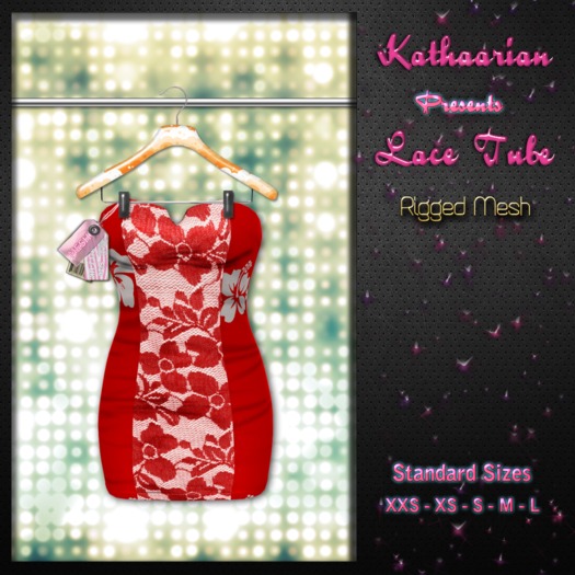 KATHAARIAN / Rigged Mesh / Lace Tube Dress - Cherry