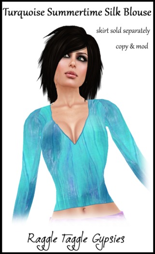 RTG Turquoise Summertime Silk Gypsy Blouse