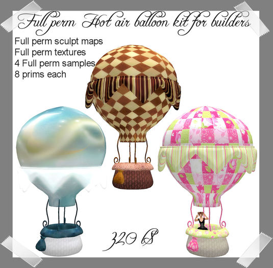 Second Life Marketplace Full Perm Hot Air Balloon kit for builders