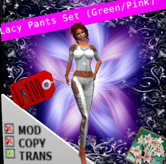 Lacy Pants Set -Green n Pink