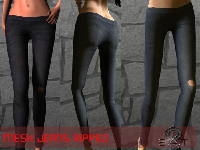 .:SAT.: Designs Mesh Dark Skinny Low Rise Jeans ripped