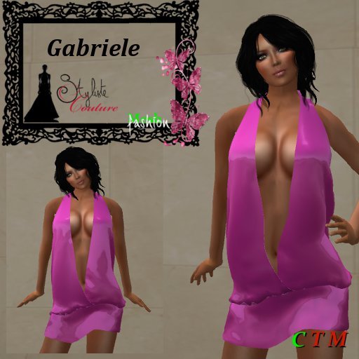 GABRIELE Deep Cleavage Vinyl Fushia