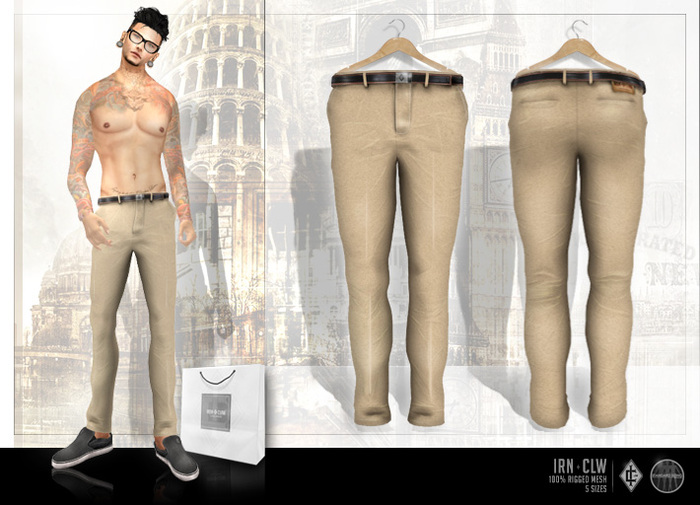 [IC] MESH Nerd Classic Pants .::Beige::. MALE BAG