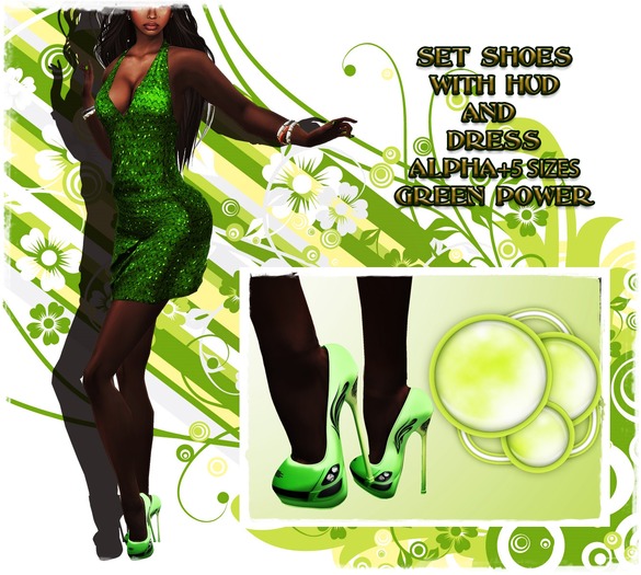 SET DRESS AND SHOES GREEN POWER