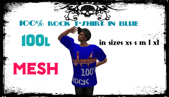 100% rock blue tshirts MESH BOXED 