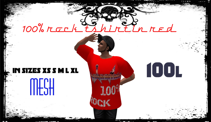 100% rock red tshirts
