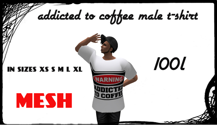 addicted to coffee male tee's  MESH BOXED 