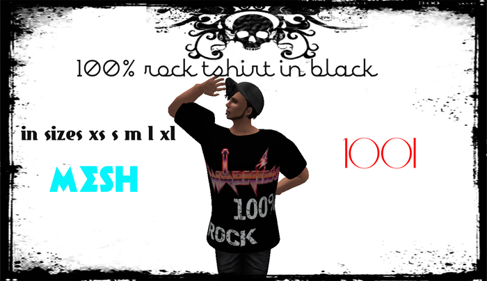 100% rock black tshirts MESH BOXED 