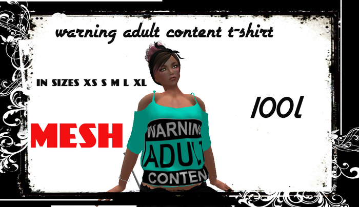 warning adult content2 tee female  MESH BOXED 
