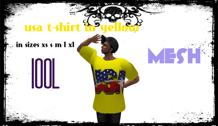 usa male 1 tee yellow  MESH BOXED 