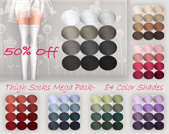 Crazy Daisy Thigh Socks, Mega Color Pack