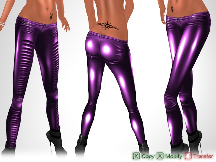 purple latex pants