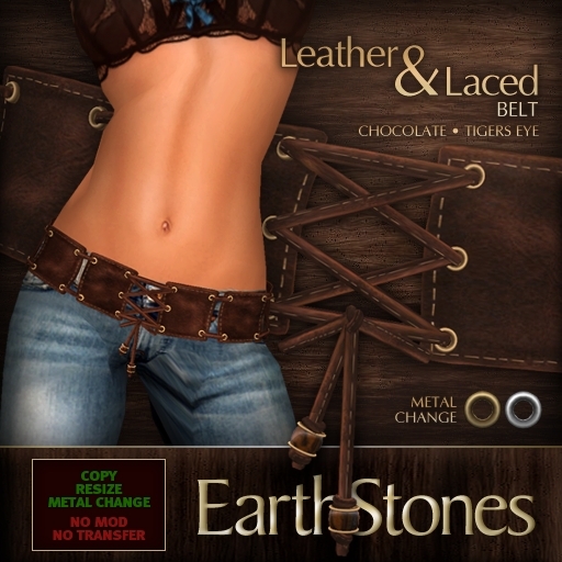 EarthStones Leather & Laced Belt - Chocolate (BOX)
