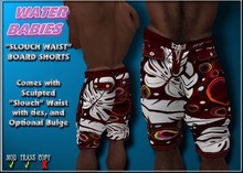 Water Babies - Slouch Waist Board Shorts (Red Hawiian)