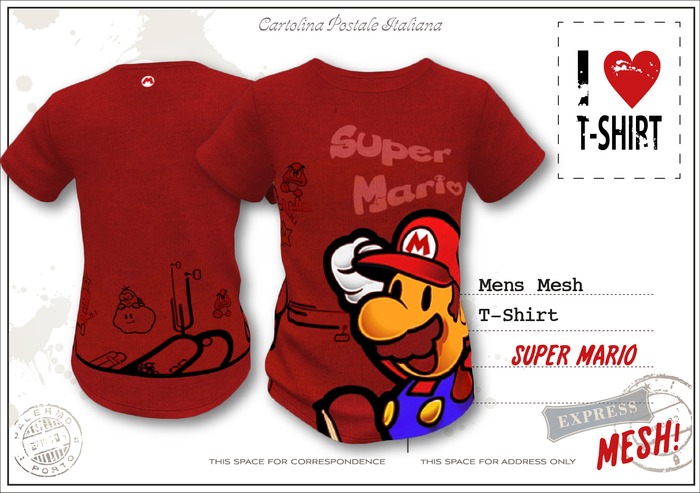I LOVE T-SHIRT!! SUPER MARIO - Mens Mesh T-shirt