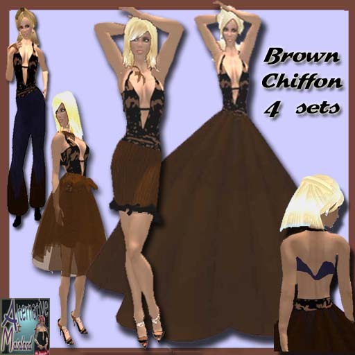 Brown Chiffon Set & Shoes