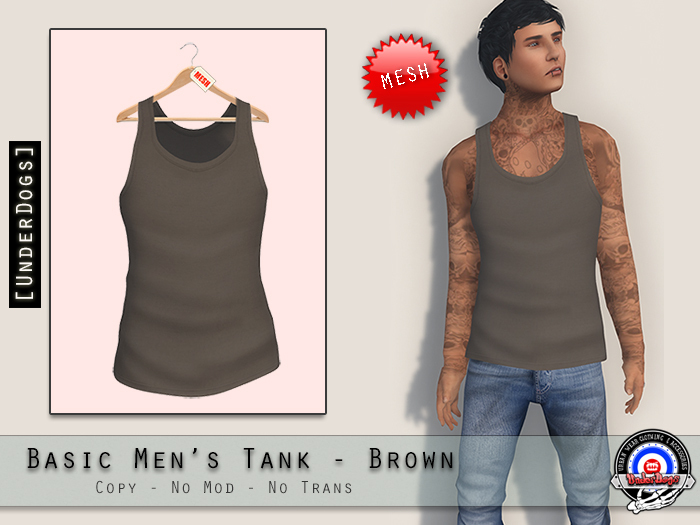 [UnderDogs] - Basic Men's Tank - Brown - Mesh