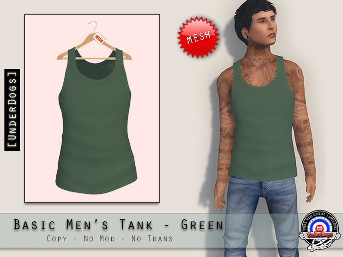 [UnderDogs] - Basic Men's Tank - Green - Mesh 
