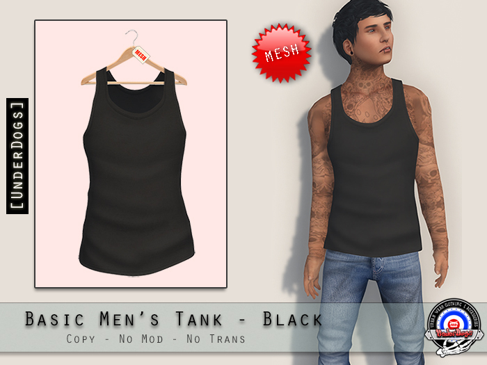 [UnderDogs] - Basic Men's Tank - Black - Mesh 